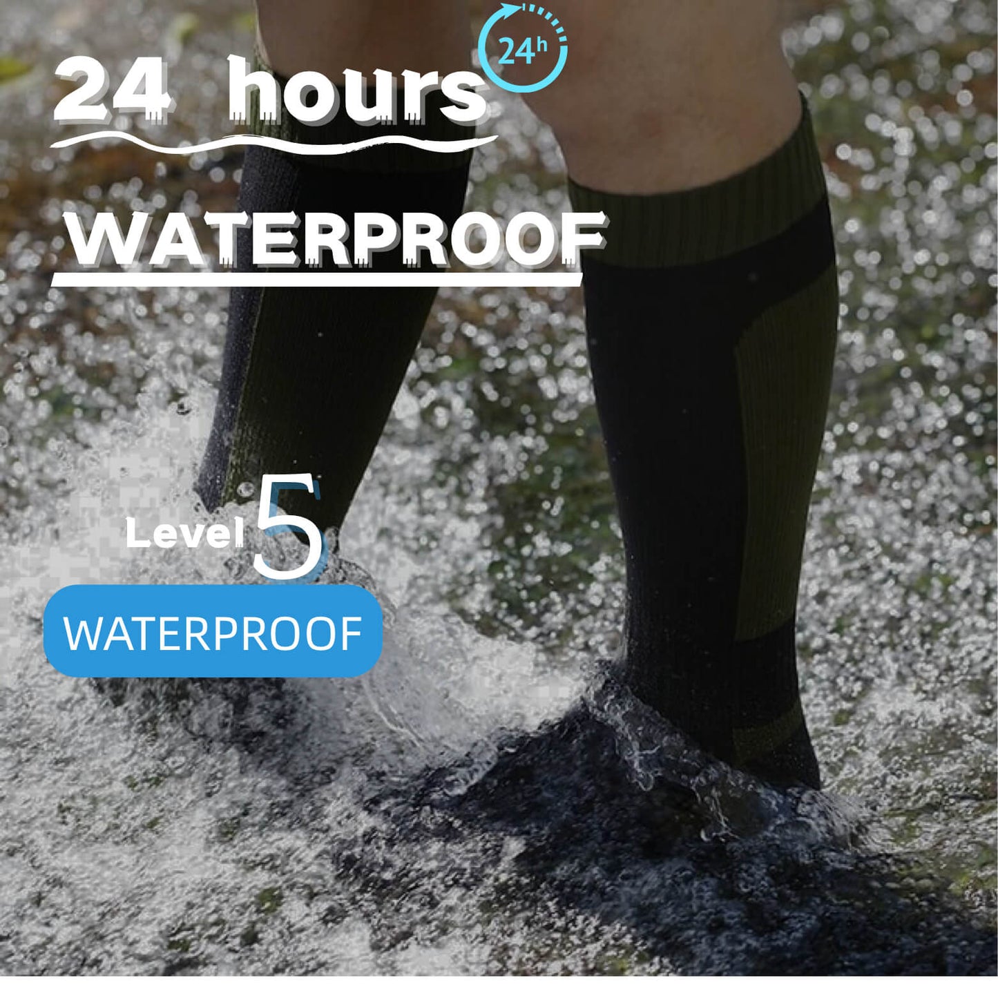 Unisex Knee High Waterproof Socks Tactical Stealth