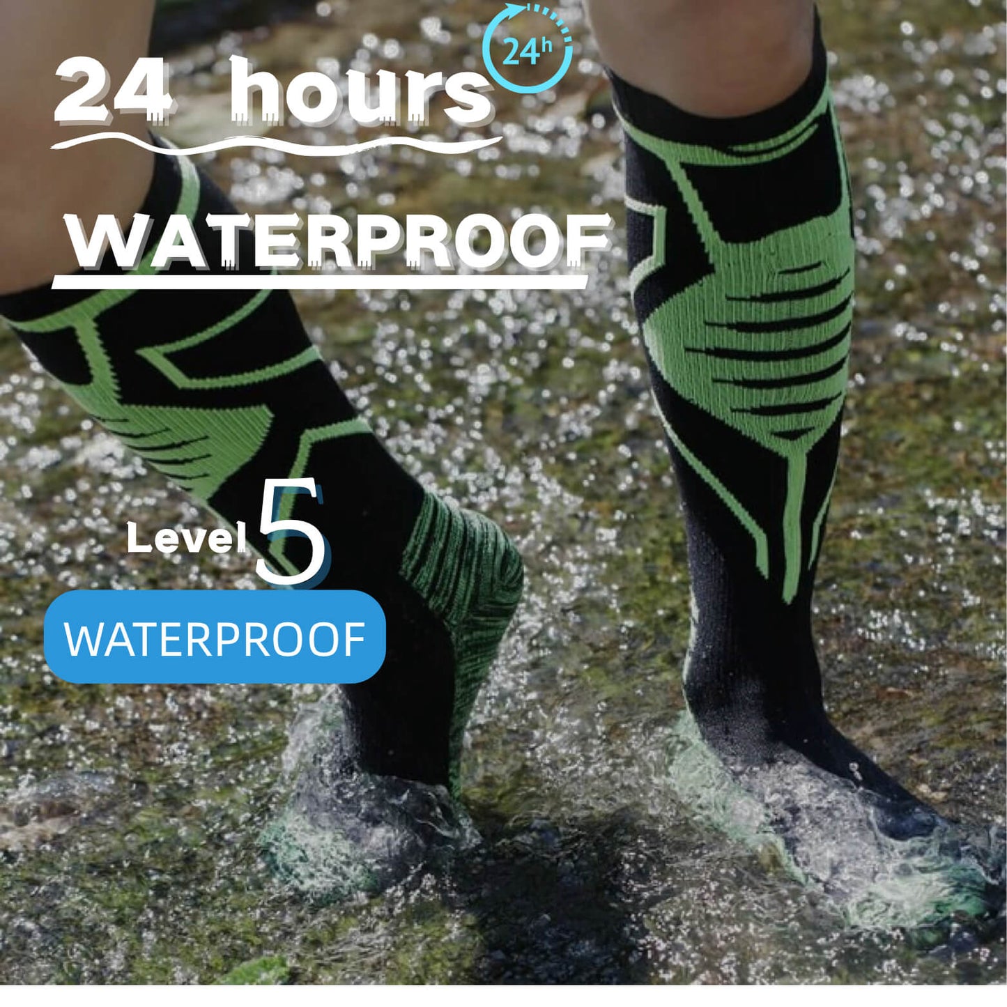 Unisex Knee High Waterproof Socks Neon Strike