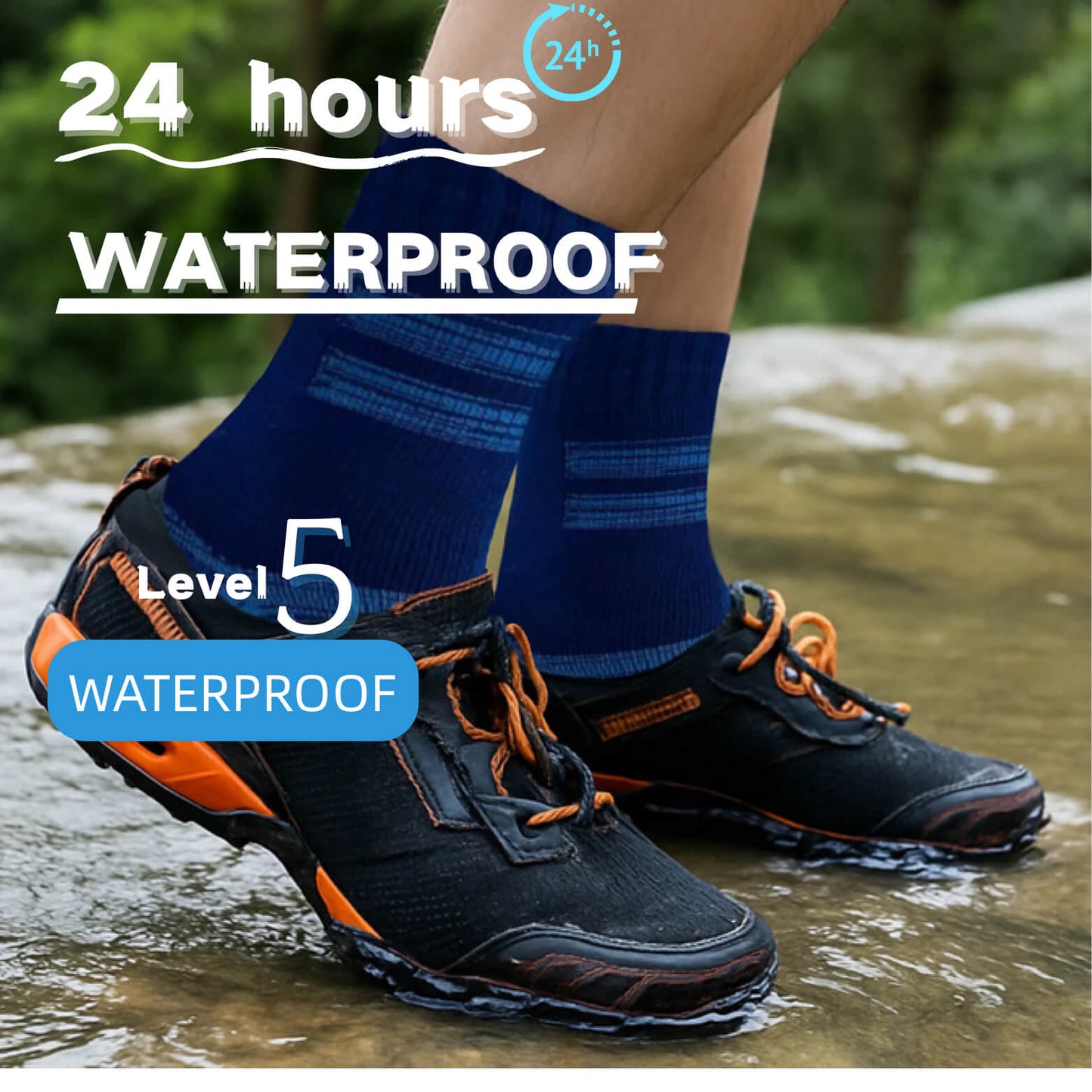 Unisex Crew Waterproof Socks Midnight Current