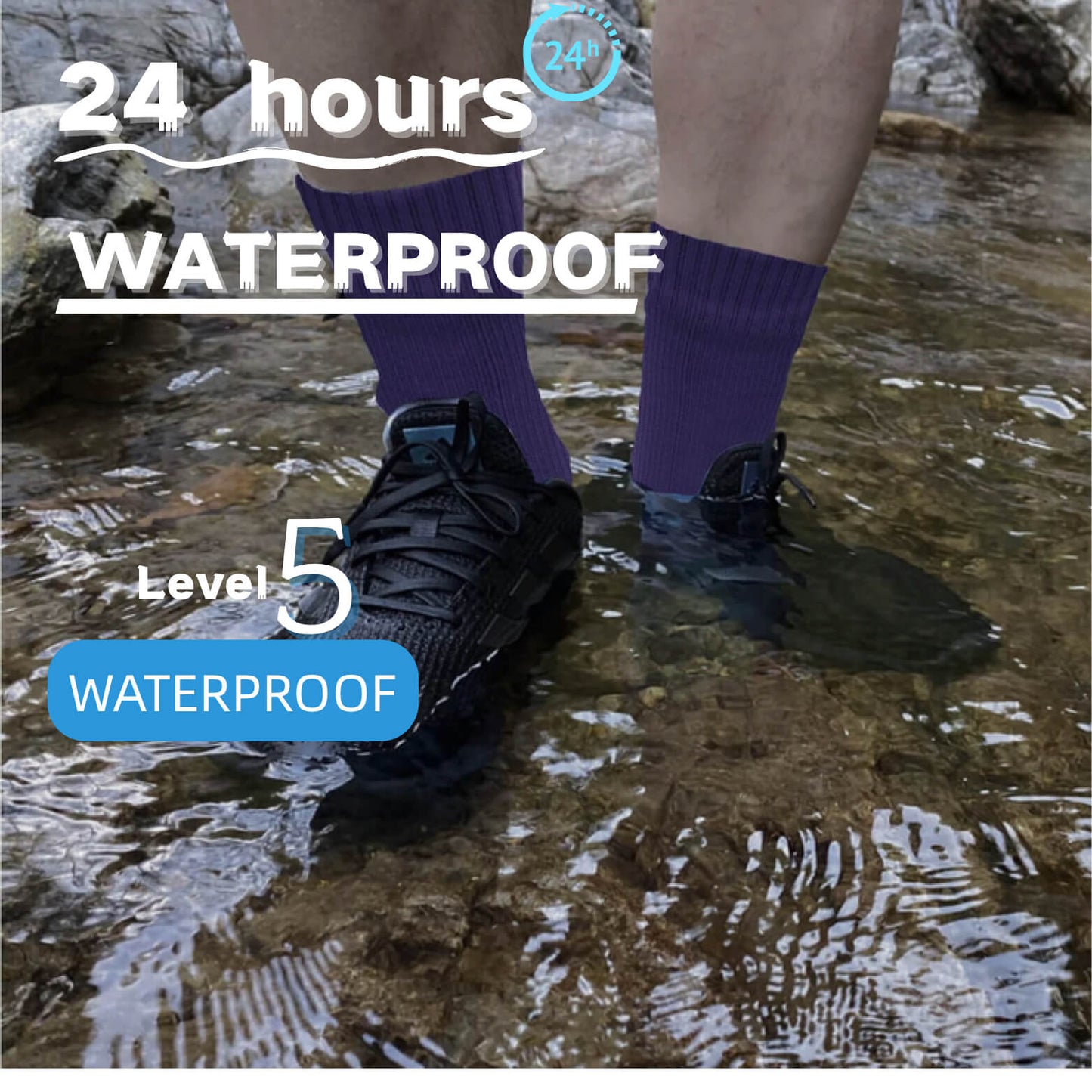 Unisex Crew Waterproof Socks Neon Amethyst