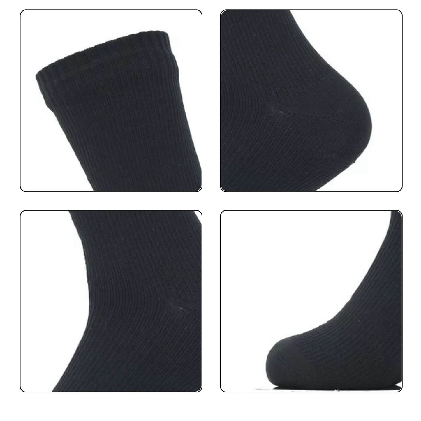 Unisex Crew Waterproof Socks Pure Black