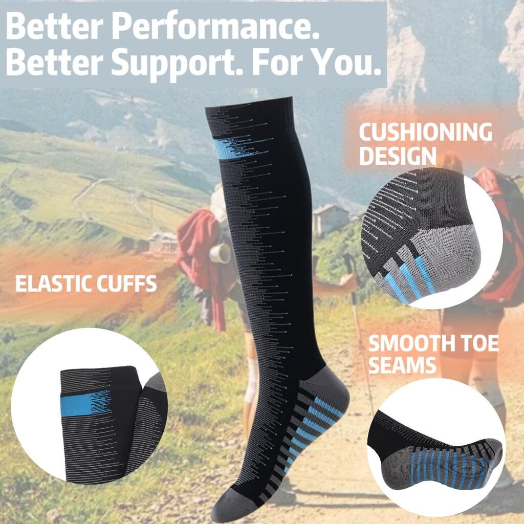 Detailed view of waterproof socks showing breathable and windproof fabric.