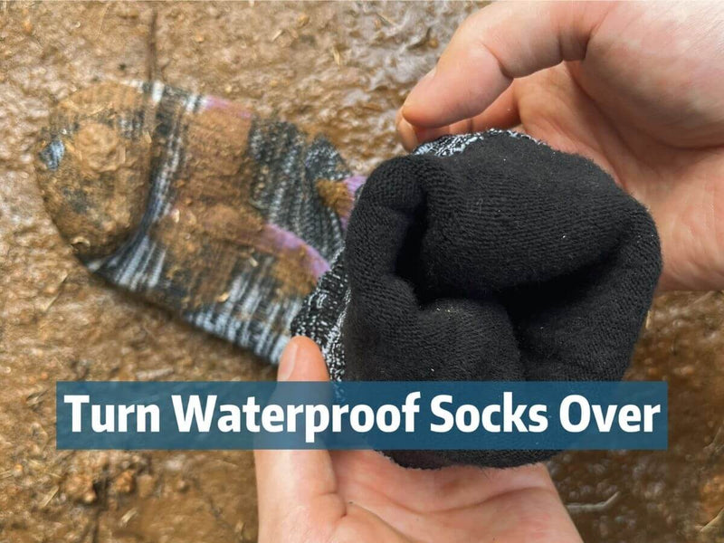 Turning Konugo waterproof socks inside out after muddy use
