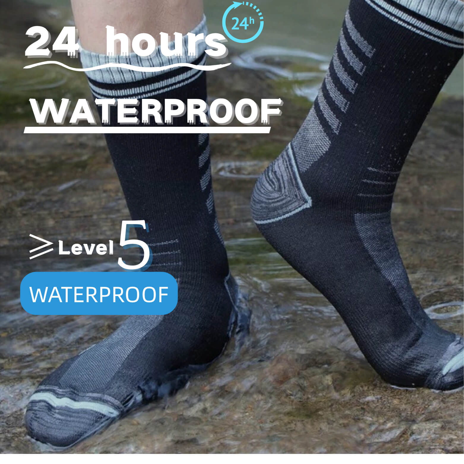 Unisex Crew Waterproof Socks Graphite Stream Konugo