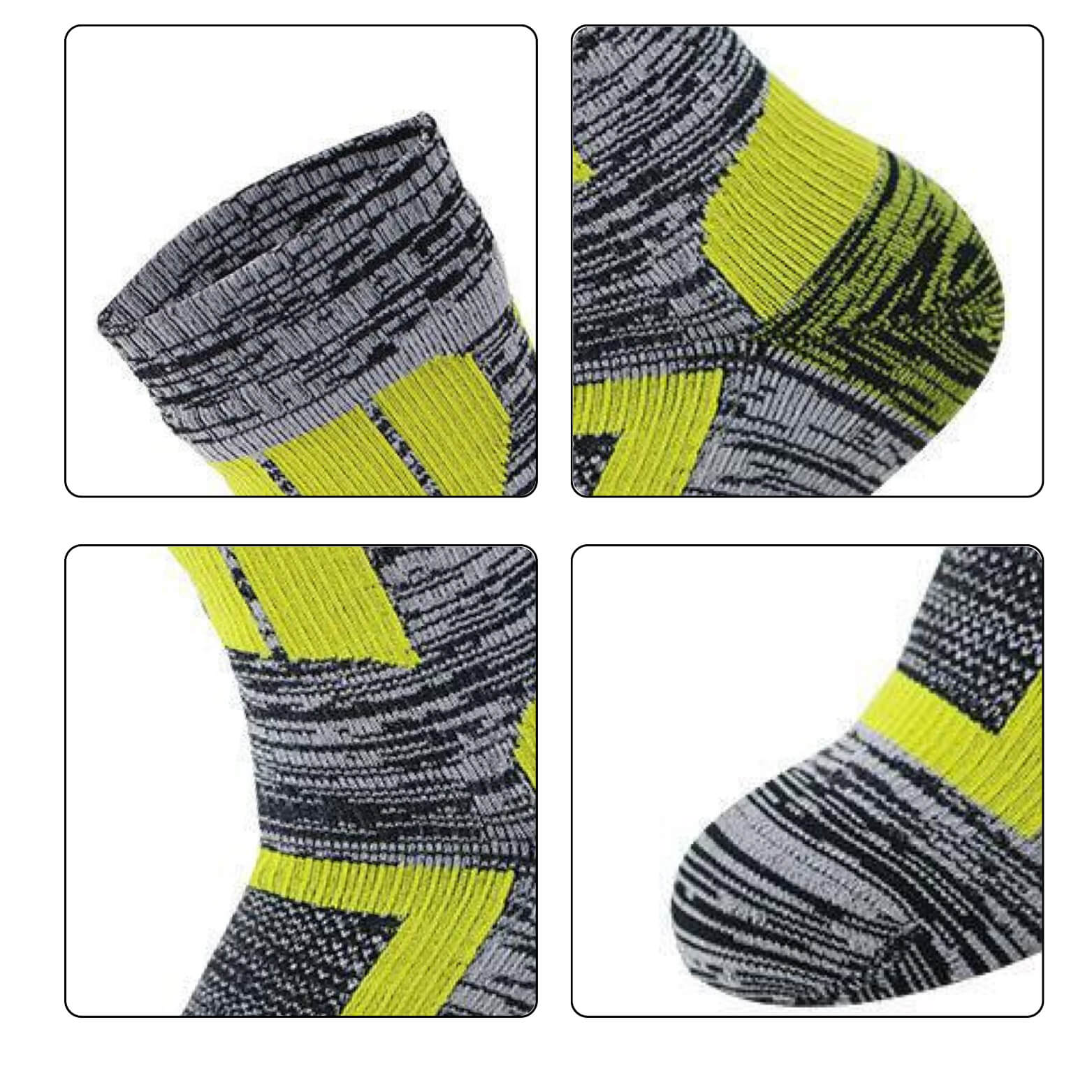 Zoomed-in view of waterproof socks showing design features and craftsmanship