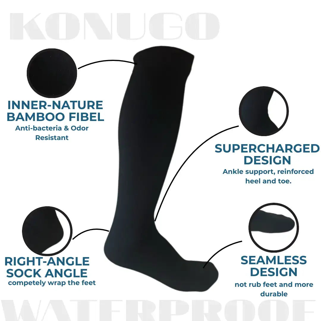 Unisex Knee High Waterproof Socks Midnight Shield Konugo