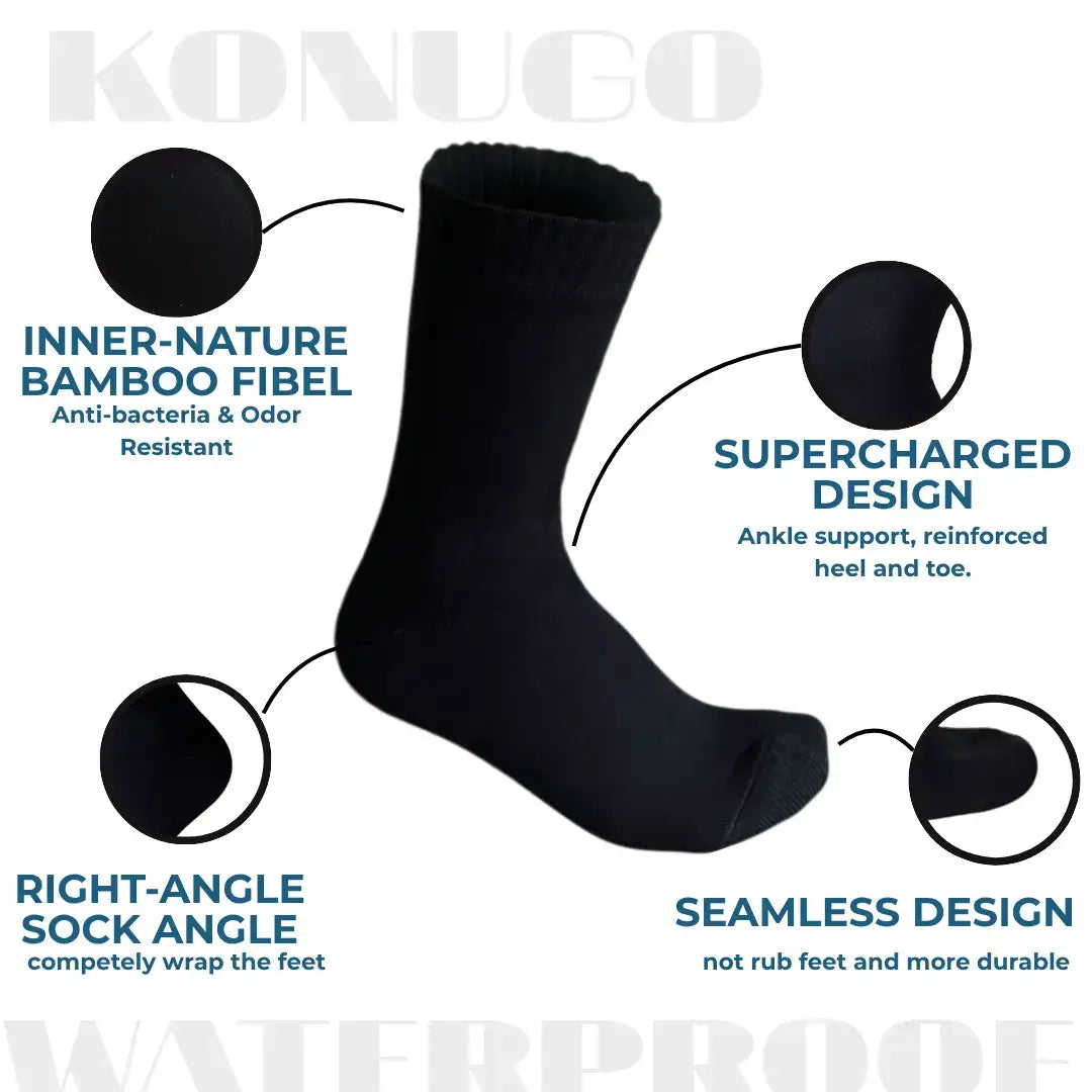 Unisex Crew Waterproof Socks Solid Color Konugo