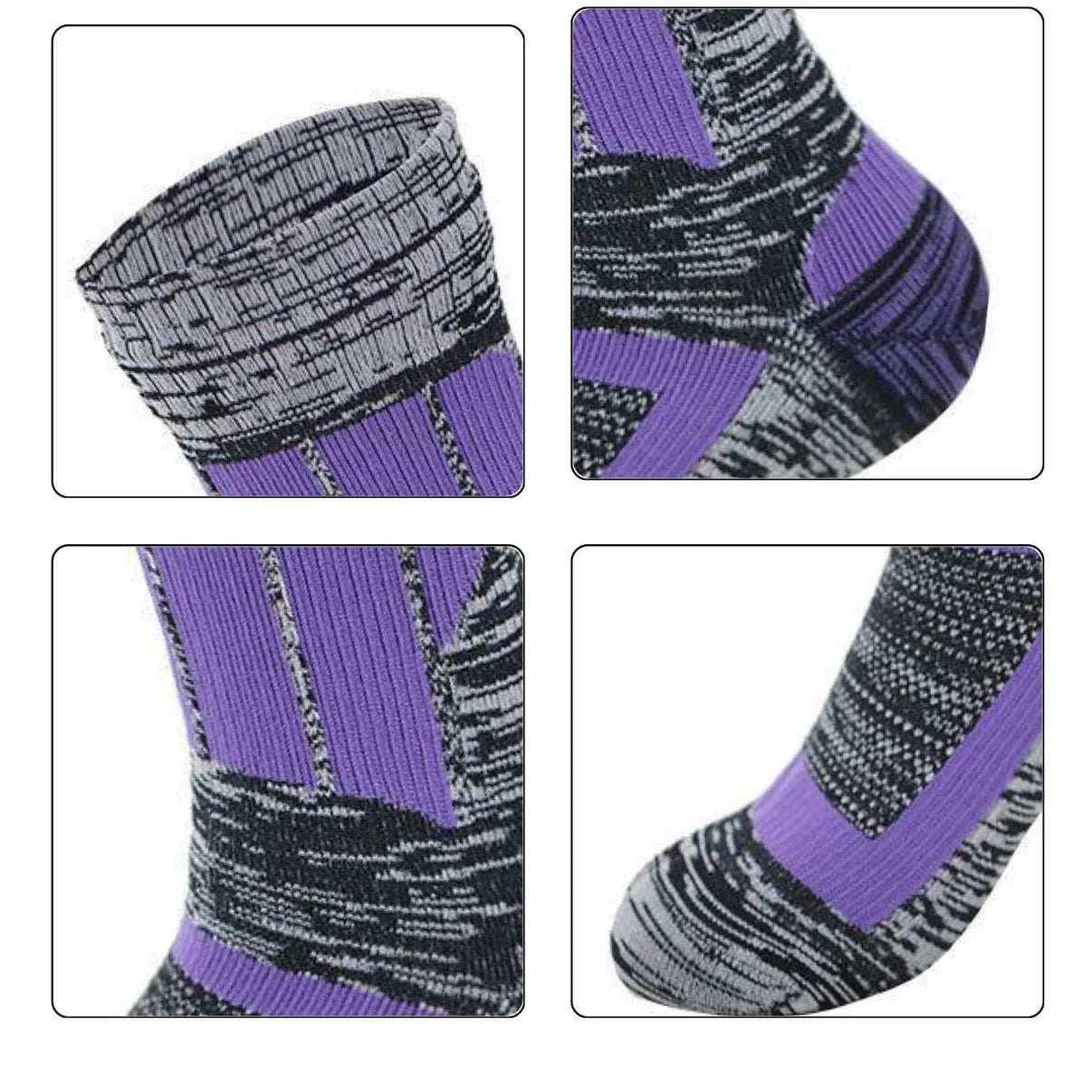 Zoomed-in view of waterproof socks showing design features and craftsmanship