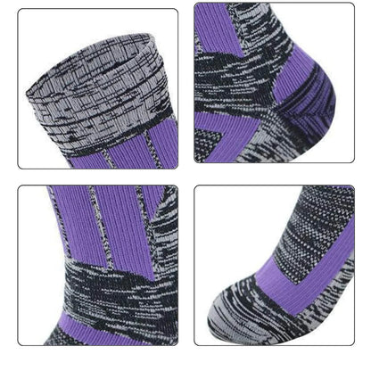 Zoomed-in view of waterproof socks showing design features and craftsmanship
