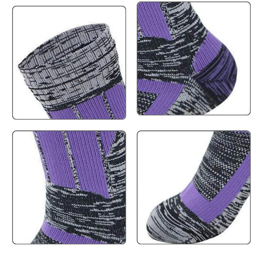 Zoomed-in view of waterproof socks showing design features and craftsmanship