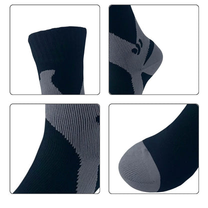 Zoomed-in view of waterproof socks showing design features and craftsmanship