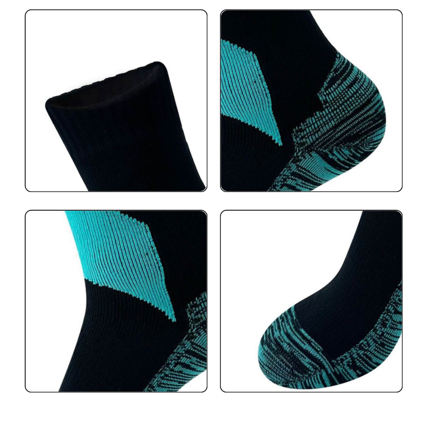 Zoomed-in view of waterproof socks showing design features and craftsmanship