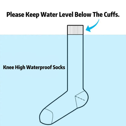 Caution: Keep waterproof sock opening above water level to prevent water leakage
