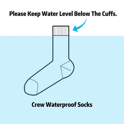 Caution: Keep waterproof sock opening above water level to prevent water leakage
