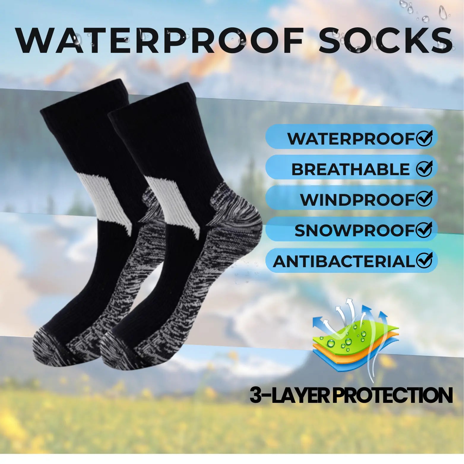 Unisex Crew Waterproof Socks Neon Pulse Konugo