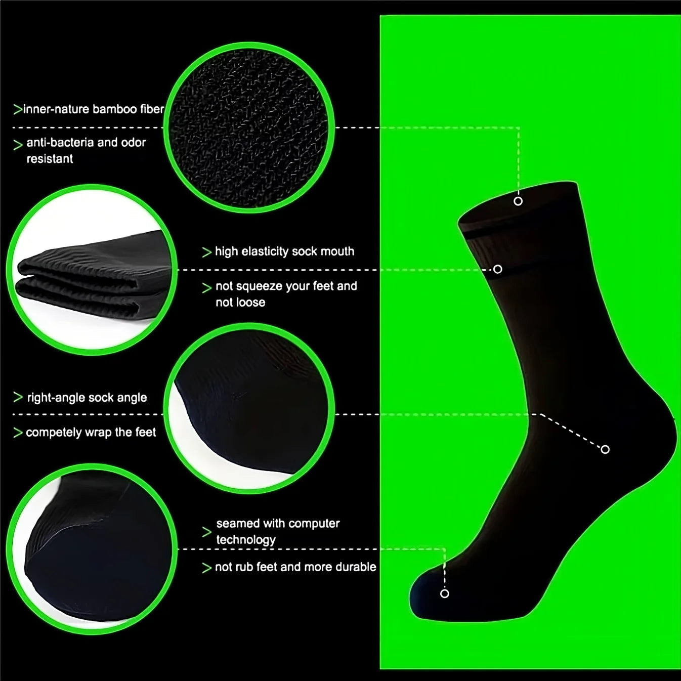 Detailed view of waterproof socks showing breathable and windproof fabric.