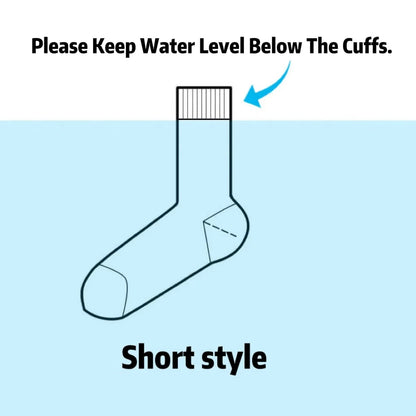 Caution: Keep waterproof sock opening above water level to prevent water leakage